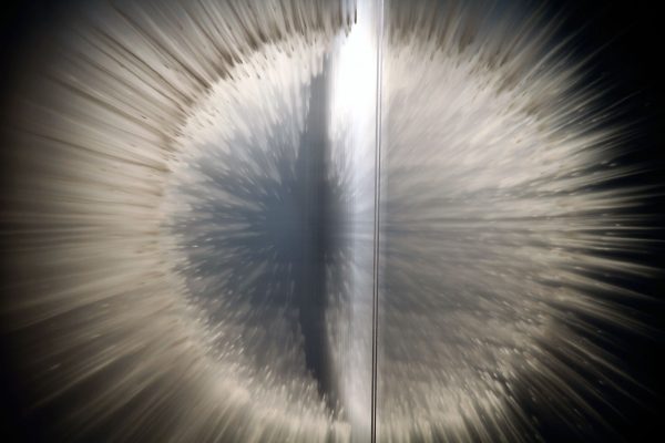 Vision by David Spriggs
2010
104 x 124 x 36 inches / 264 x 315 x 91 cm
Acrylic paint on multiple sheets of transparent film in display case