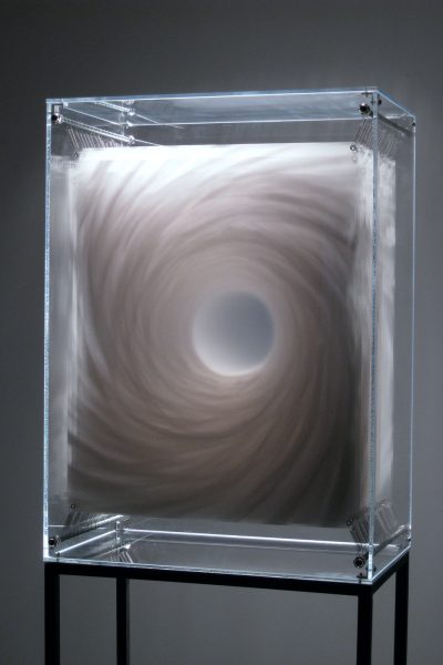 Acrylic on layered transparent film, display case